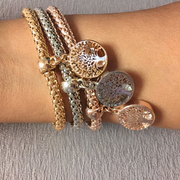 Gold Single Popcorn Chain Tree of life Bracelet - Picture 8 of 8